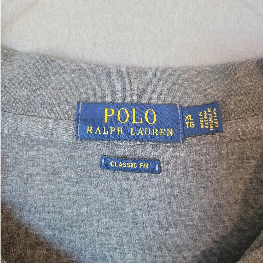 Ralph Lauren Gray Heather Polo Classic Preppy Heritage XL